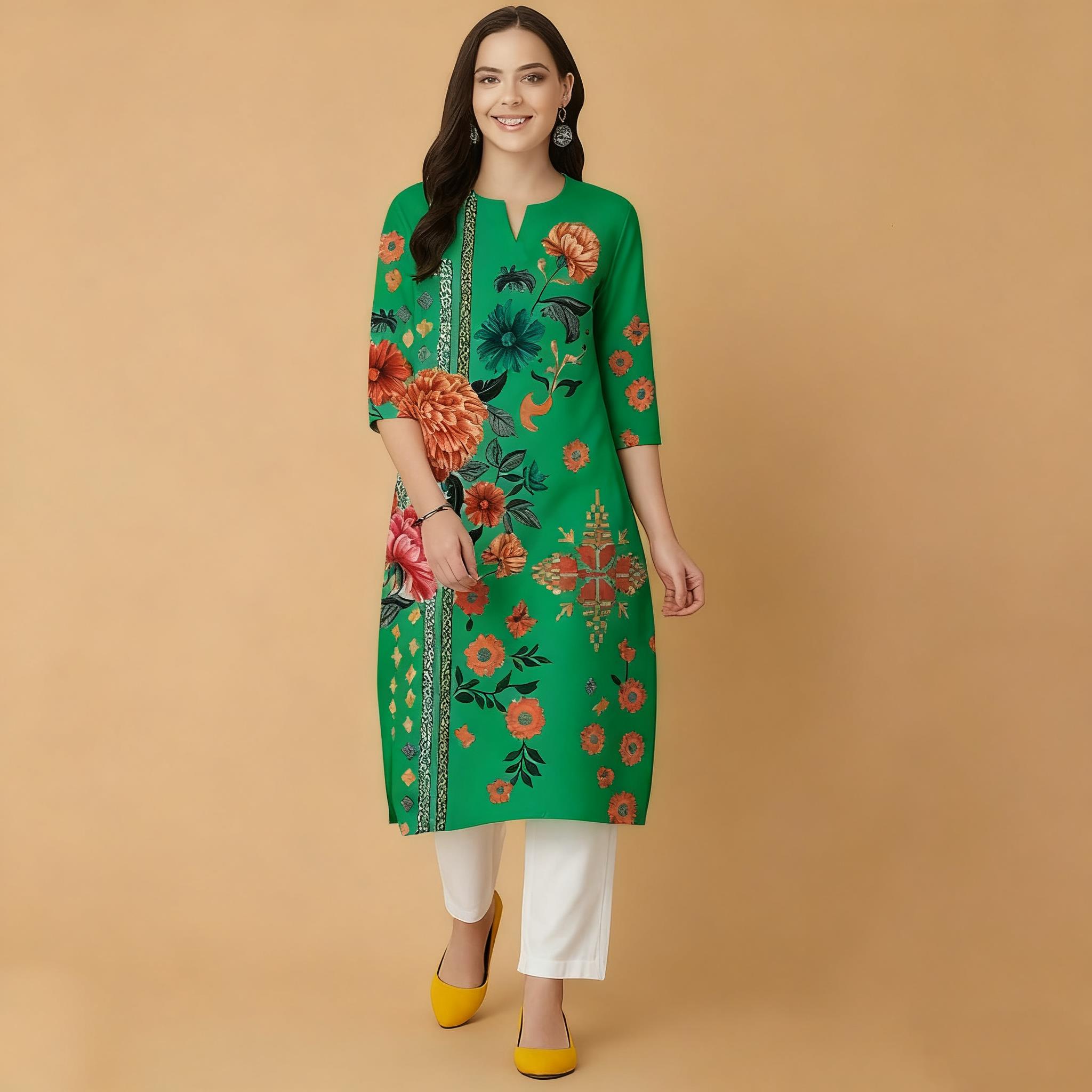 Muslim Flowers Kurt Christmas  - огляд і ціна Ethnic Fashion Kurtis