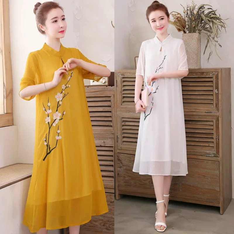 White Chinese Qipao Cheongsam  - огляд і ціна Ao Dai Vietnam Dress