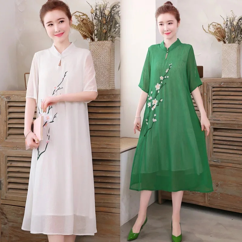 White Chinese Qipao Cheongsam  - огляд і ціна Ao Dai Vietnam Dress